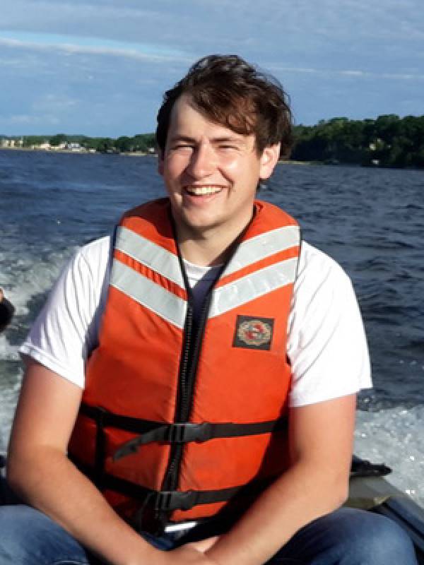 Nate Dugener on Jon Boat on Muskegon Lake